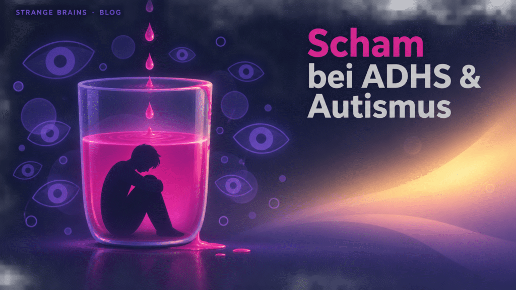 Person im Glas wird von Augen angeschaut - Symbolisiert Scham